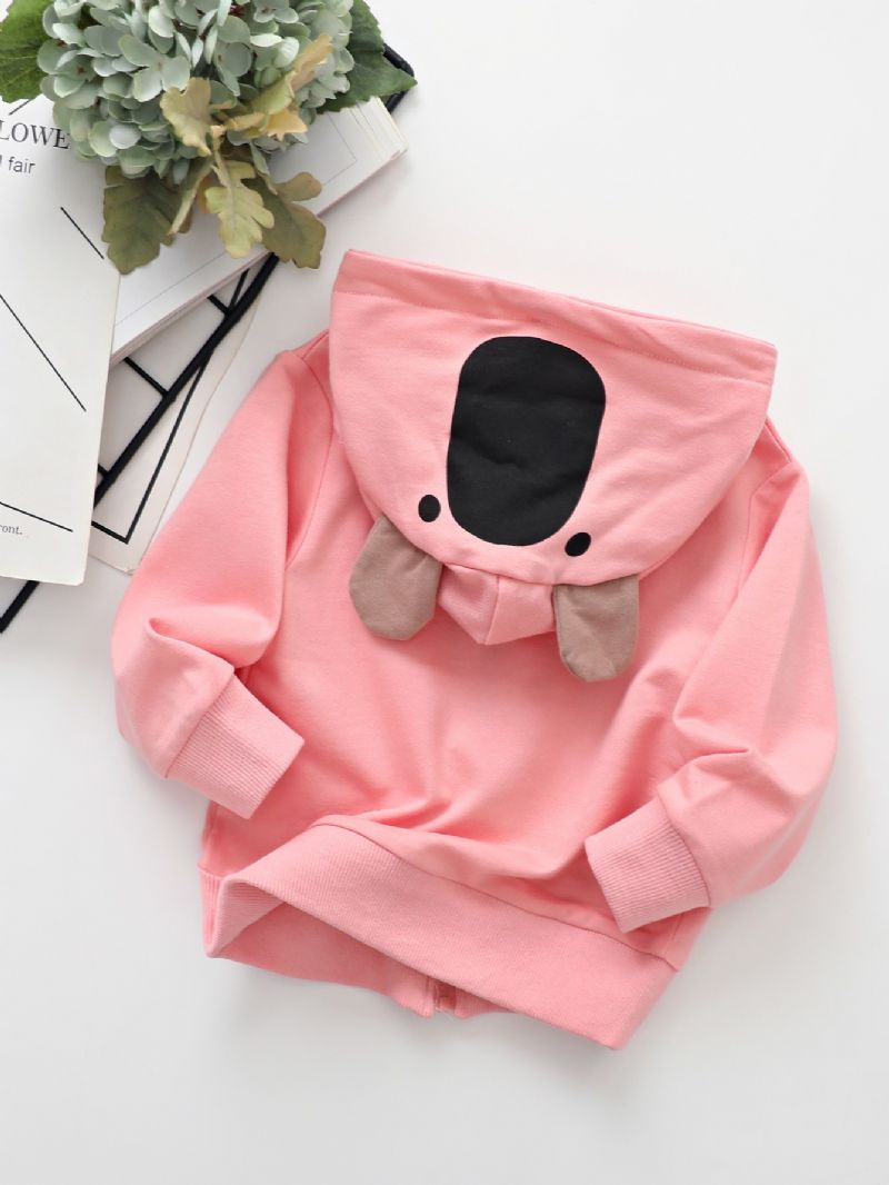 Tjejer Koala Print Söt Hooded Zip Jacka