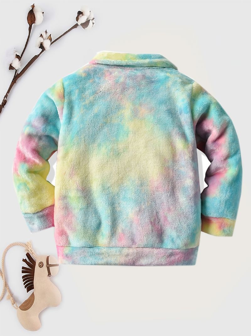 Tjejer Tie Dye Fleece Zipper Jacka För Vinter Barnkläder