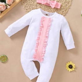 2 St Söt Bomull Bebis Flickor Romper Jumpsuit & Pannband