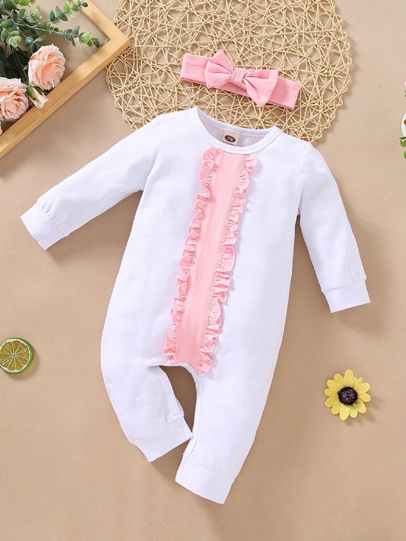 2 St Söt Bomull Bebis Flickor Romper Jumpsuit & Pannband