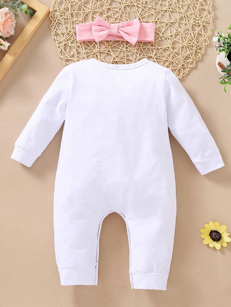 2 St Söt Bomull Bebis Flickor Romper Jumpsuit & Pannband