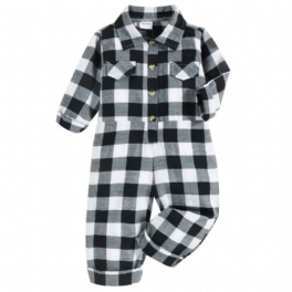 Barn Jumpsuit Med Gingham-dekor För Höst & Vinter Nyhet