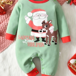 Bebis Christmas Outfit Romper Santa Claus Print Långärmad Rundhalsad Jumpsuit För Pojkar Flickor