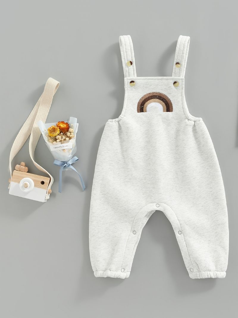 Bebis Flickor Ärmlös Jumpsuit Overall Regnbågsbroderi Barnkläder