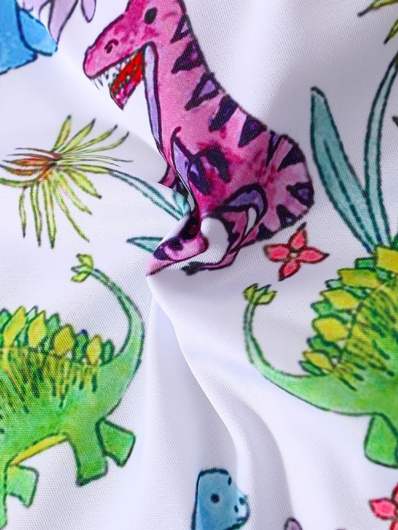 Bebis Flickor Ärmlösa Byxor Jumpsuit Med Tecknad Dinosaurie Prin