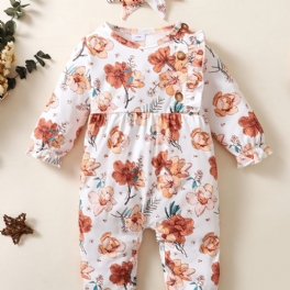 Bebis Flickor Bomulls Jumpsuits & Pannband Set