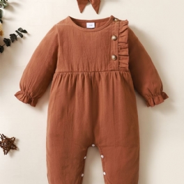 Bebis Flickor Enfärgad Jumpsuit Romper Med Hårband