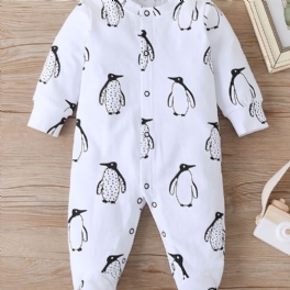 Bebis Flickor Footies Penguin Print Rompers Jumpsuits