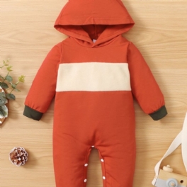 Bebis Flickor Fox Shape Kontrast Fåll Colorblock Långärmad Jumpsuit