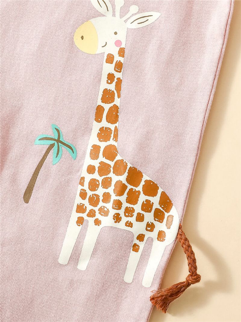 Bebis Flickor Giraffe Coconut Tree Printed Långärmad Jumpsuit
