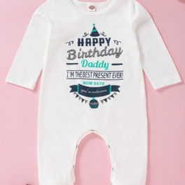 Bebis Flickor Grattis På Födelsedagen Daddy Tryckt Långärmad Jumpsuit Romper