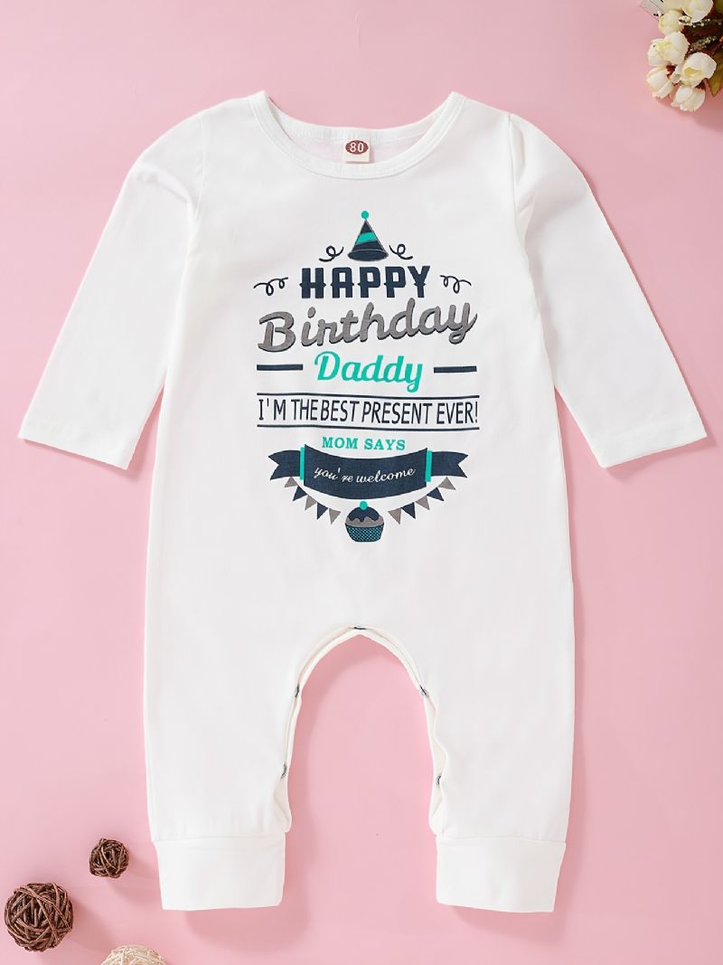 Bebis Flickor Grattis På Födelsedagen Daddy Tryckt Långärmad Jumpsuit Romper