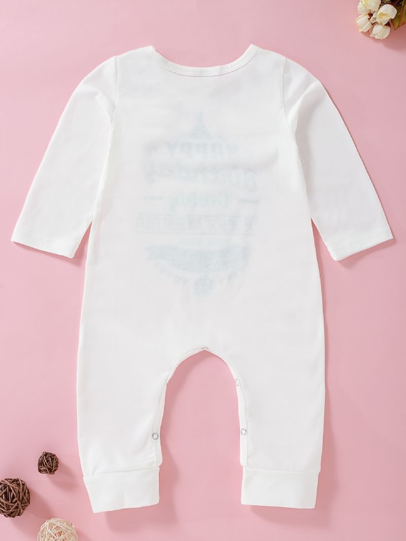 Bebis Flickor Grattis På Födelsedagen Daddy Tryckt Långärmad Jumpsuit Romper