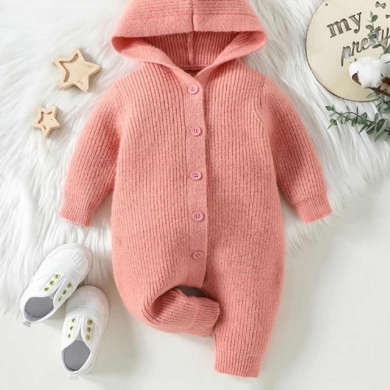 Bebis Flickor Hooded Jumpsuit Unisex Romper För Vinter Nytt