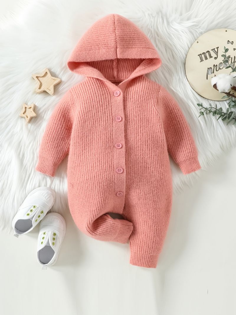 Bebis Flickor Hooded Jumpsuit Unisex Romper För Vinter Nytt