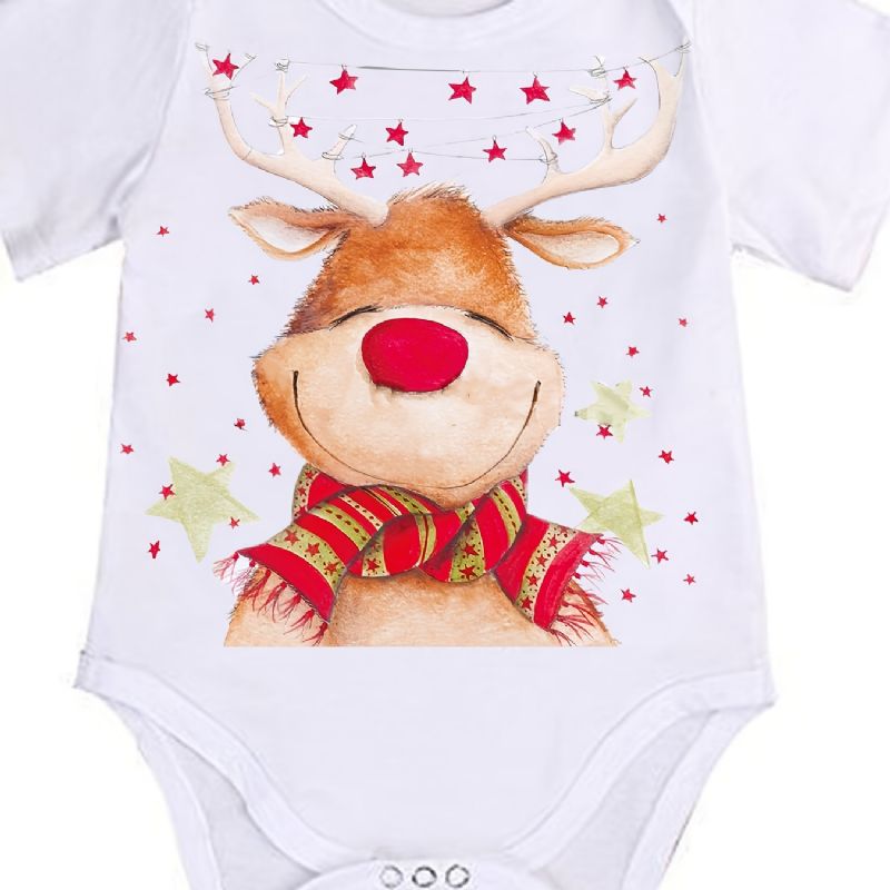 Bebis Flickor Jul Söta Rådjur Print Onesie Jumpsuit Kläder