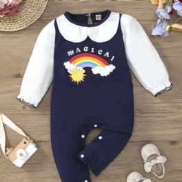 Bebis Flickor Jumpsuit Unisex Långärmad Tröja Med Regnbågstryck Bebiskläder
