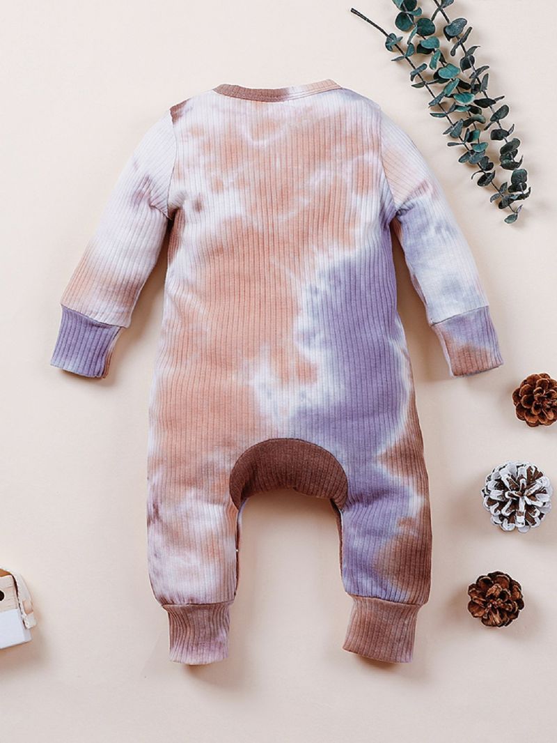 Bebis Flickor Långärmade Jumpsuits Tie Dye Rompers För Höst Och Vinter Nytt