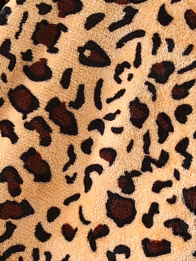 Bebis Flickor Leopard Mönster Jumpsuit Bomull Långärmad Onsie För Vinter Bebiskläder