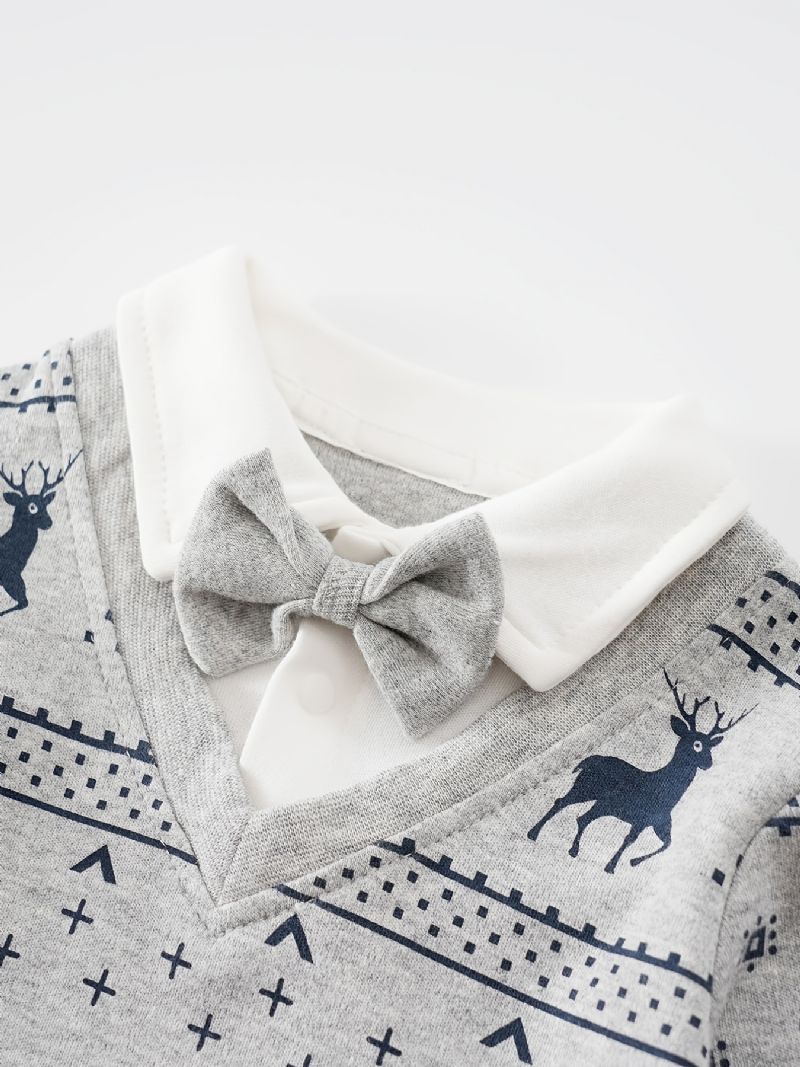 Bebis Flickor Polo Neck Gentleman Jumpsuit Bebiskläder Till Jul