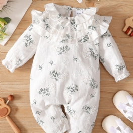 Bebis Flickor Sweet Floral Print Volanger Jumpsuit & Hårband Bebiskläder