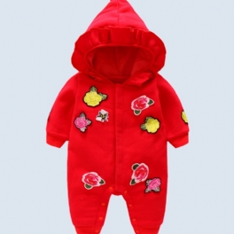 Bebis Flickor Tjock Huva Jumpsuit Romper För Vinter Ny Jul