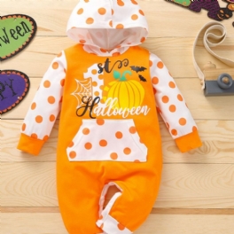 Bebis Halloween Print Hooded Jumpsuit Romper