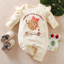 Bebis Jumpsuit Tecknad Cookie Cotton Crew Neck Långärmad