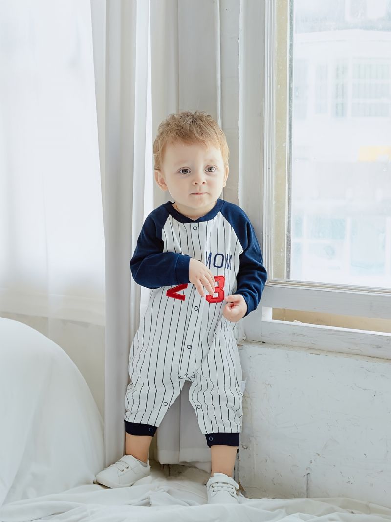 Bebis Pojkar Flickor Långärmad Randig Jumpsuit Romper Bebiskläder