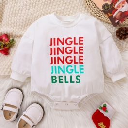 Christmas Lovely Bebis Flickor Pojkar Romper Färgglada Brev Tryckt Långärmad Sweatshirt Jumpsuits