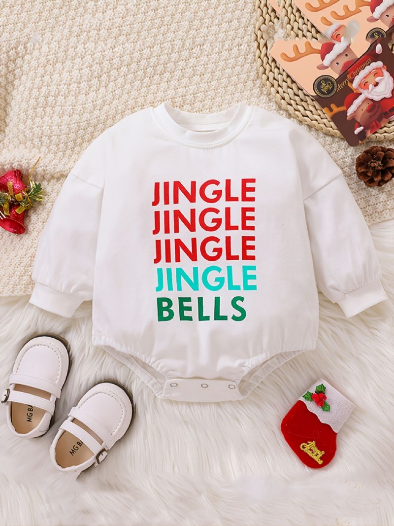 Christmas Lovely Bebis Flickor Pojkar Romper Färgglada Brev Tryckt Långärmad Sweatshirt Jumpsuits
