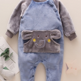 Elefantficka För Spädbarn Långärmad Rundhalsad Fleece Varm Jumpsuit Bebis Flickor Pojkar Barnkläder