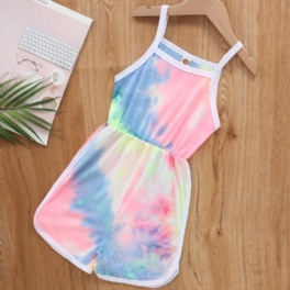 Flickor Casual Tie Dye Print Suspender Jumpsuit