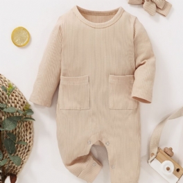 Newborn Bebis Lång Jumpsuit Romper One Piece För Pojkar Flickor Bebiskläder