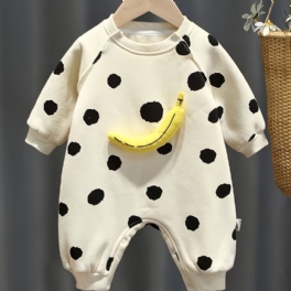 Nyfödd Barnbyxa Polka Dot Långärmad Jumpsuit Med Rund Hals För Flickor Småbarnskläder