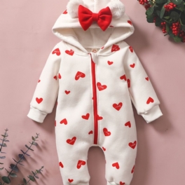 Nyfödda Flickor Snödräkt Hooded Strawberry Jumpsuit Romper För Vinter Bebiskläder