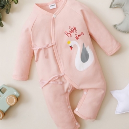 Nyfödda Flickor Tecknat Djurmönster Långärmad Jumpsuit Romper Bebiskläder