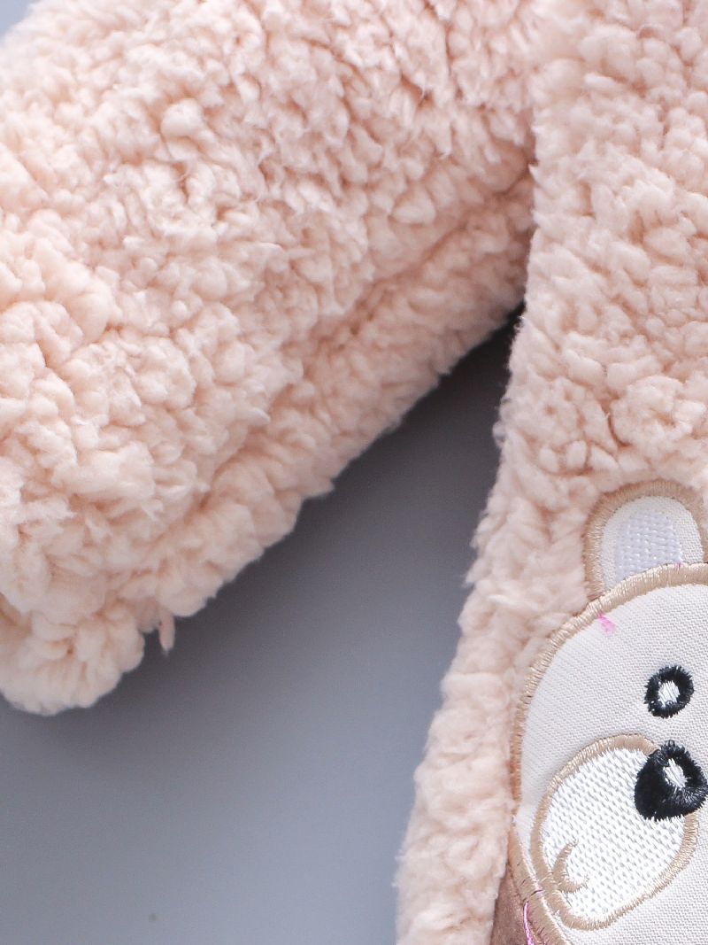 Småbarn Barn Broderi Björn Förtjockad Hooded Jumpsuit