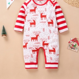 Småbarn Nyfödd Bebis Långärmad Jul Älg Tryckt Romper Jumpsuit