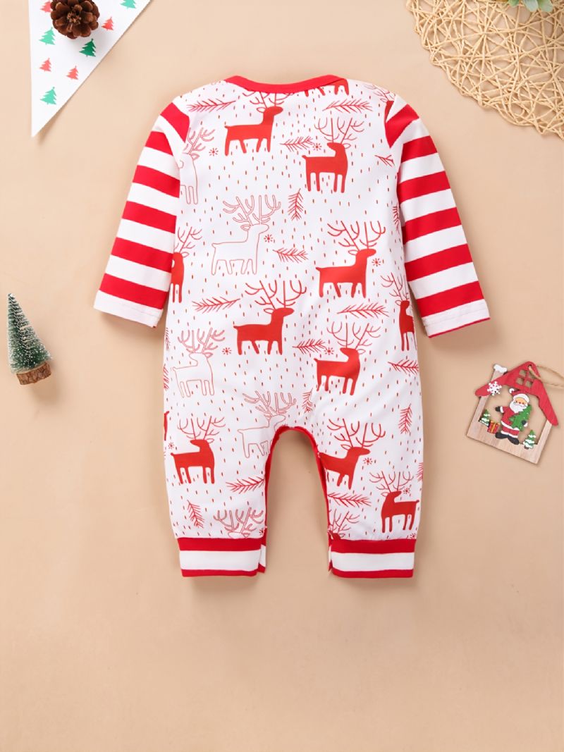 Småbarn Nyfödd Bebis Långärmad Jul Älg Tryckt Romper Jumpsuit