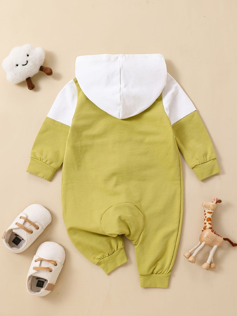 Småbarn Nyfödd Bebis Långärmad Söt Tryckt Hooded Jumpsuit