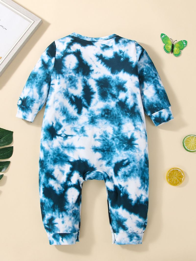 Småbarn Pojkar & Flickor Långärmad Tie Dye Butterfly Print Jumpsuit Romper För Vinter