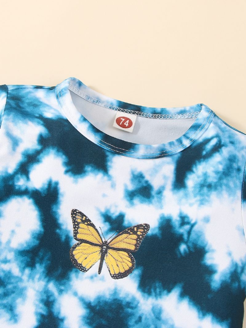 Småbarn Pojkar & Flickor Långärmad Tie Dye Butterfly Print Jumpsuit Romper För Vinter