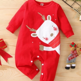Spädbarn Bebis Jul Outfit Rompers Print Långärmad Jumpsuit Pojkar Flickor