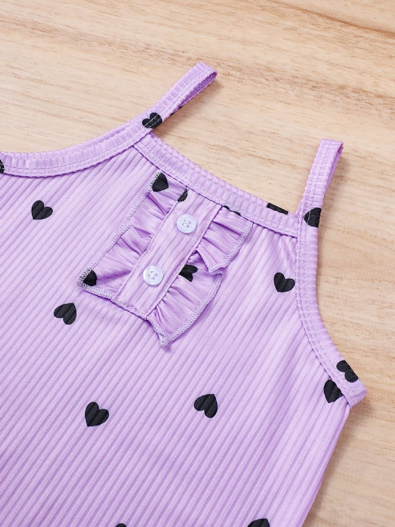 Spädbarn Romper Hjärttryck Cami Top Jumpsuit Sommar För Bebis Flickor Småbarn Kläder