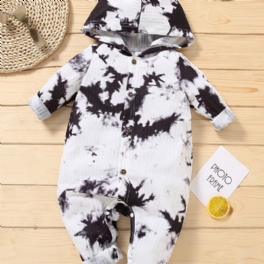 Toddler Bebis Hooded Jumpsuit Tie Dye Långärmad Romper För Pojkar Flickor