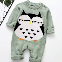 Toddler Bebis Sweater Jumpsuit Broderi Rund Halsad Långärmad Romper För Pojkar Flickor