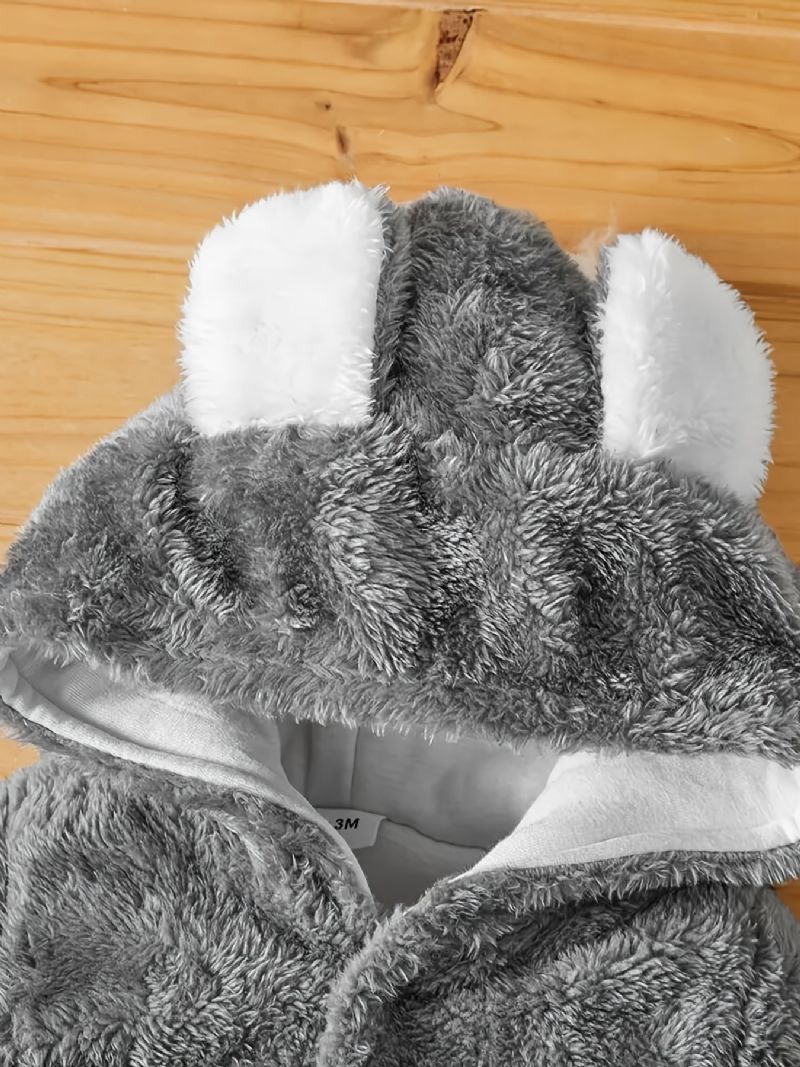 Unisex Bebis Fleece Snödräkt Bodysuit Footie Hooded Romper Jumpsuit Vinter Ytterkläder Bebiskläder