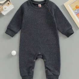 Unisex Bebis Solid Stickad Långärmad Jumpsuit För Vintern