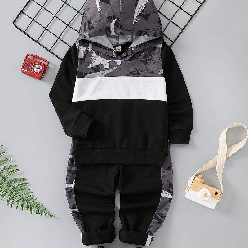 2st Bebis Pojkar Hoodie Dinosaur Print Långärmad Sweatshirt Topp & Byxa Set Barnkläder